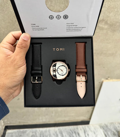 TOMI T-104 Face Gear Dual Strap Watch